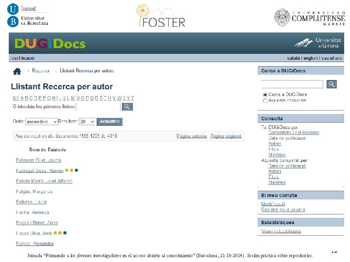 Jornada “Formando a los jóvenes investigadores en el acceso abierto al conocimiento” (Barcelona, 21