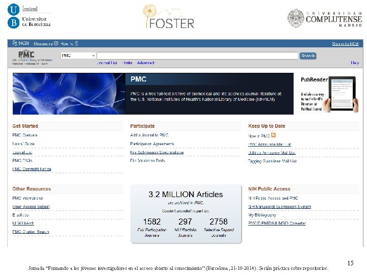 PMC Jornada “Formando a los jóvenes investigadores en el acceso abierto al conocimiento” (Barcelona,