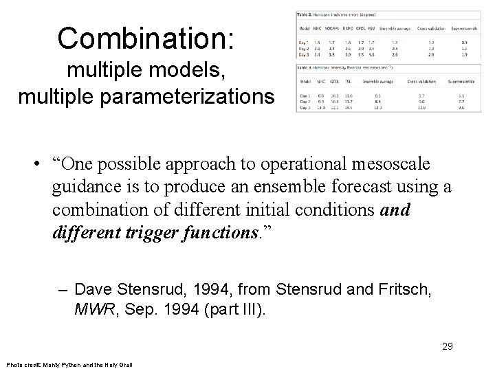 Combination: multiple models, multiple parameterizations • “One possible approach to operational mesoscale guidance is
