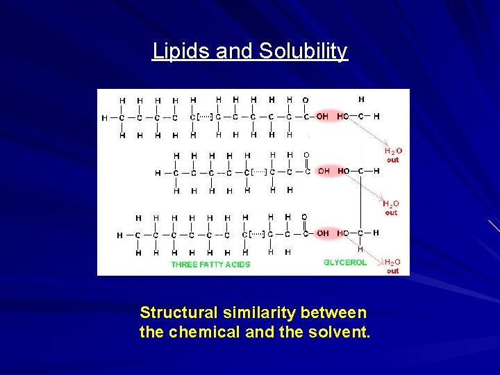Lipids and Solubility Structural similarity between the chemical and the solvent. 