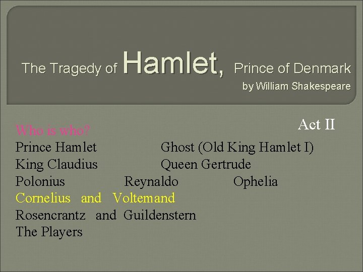 The Tragedy of Hamlet, Prince of Denmark by William Shakespeare Act II Who is