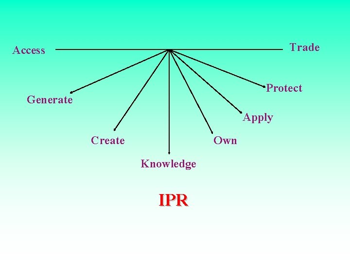 Trade Access Protect Generate Apply Create Own Knowledge IPR 