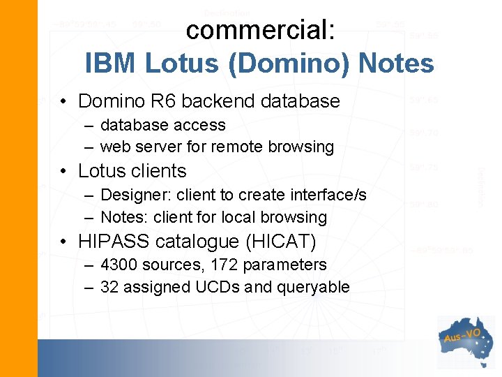 commercial: IBM Lotus (Domino) Notes • Domino R 6 backend database – database access