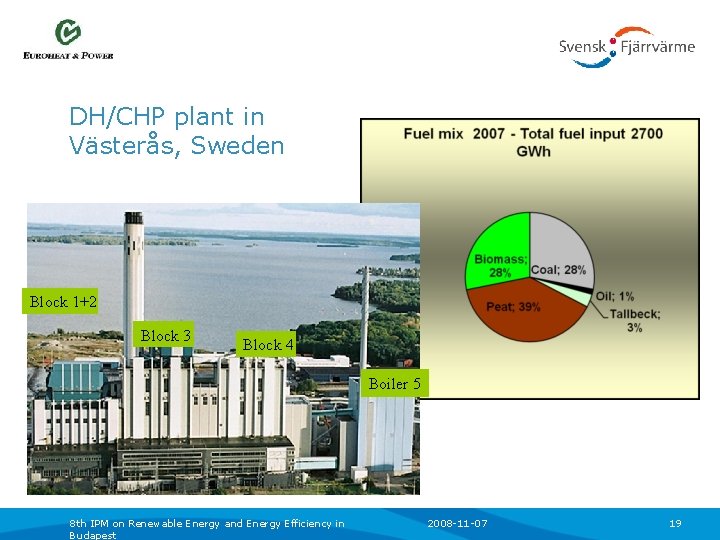 DH/CHP plant in Västerås, Sweden Block 1+2 Block 3 Block 4 Boiler 5 8