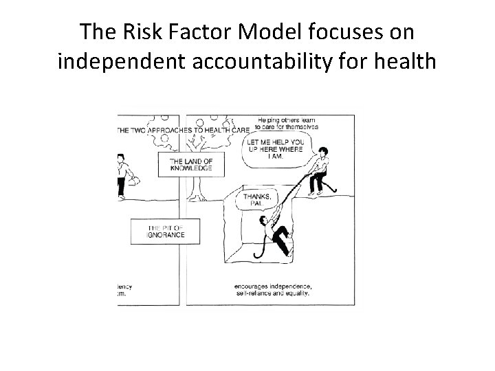 The Risk Factor Model focuses on independent accountability for health 