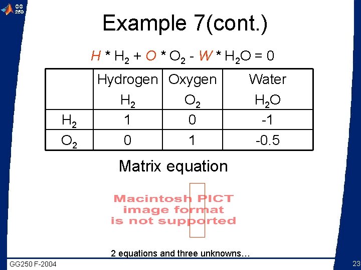 Example 7(cont. ) H * H 2 + O * O 2 - W