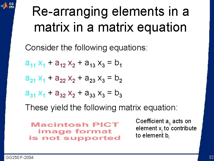 Re-arranging elements in a matrix equation Consider the following equations: a 11 x 1