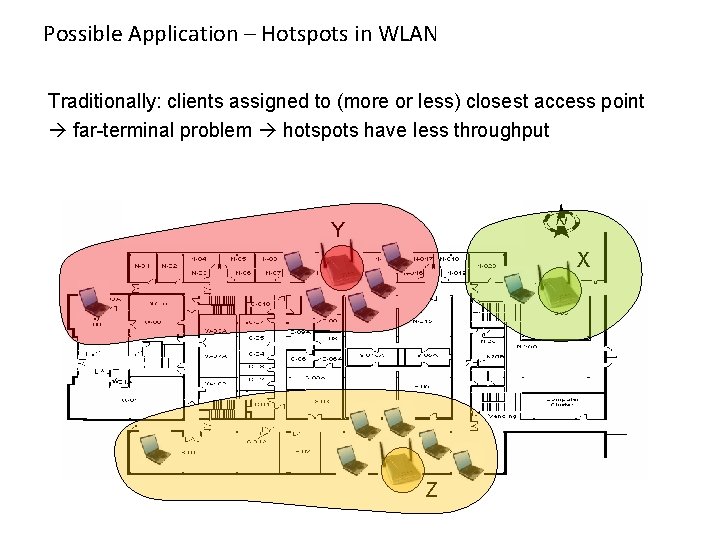 Possible Application – Hotspots in WLAN Traditionally: clients assigned to (more or less) closest