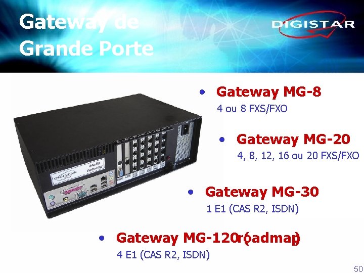 Gateway de Grande Porte • Gateway MG-8 4 ou 8 FXS/FXO • Gateway MG-20