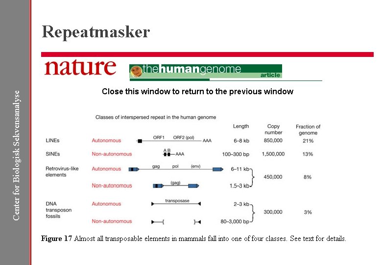 Center for Biologisk Sekvensanalyse Repeatmasker 