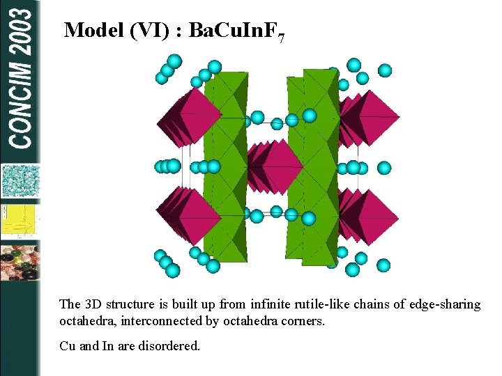 Model (VI) : Ba. Cu. In. F 7 The 3 D structure is built