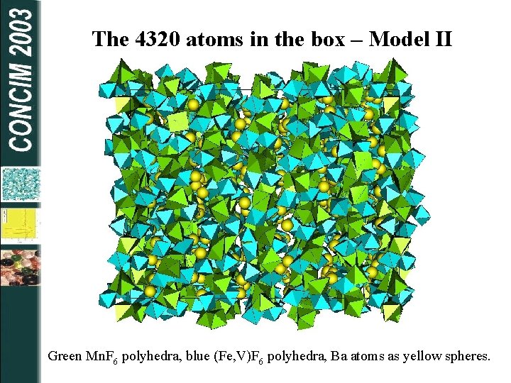 The 4320 atoms in the box – Model II Green Mn. F 6 polyhedra,