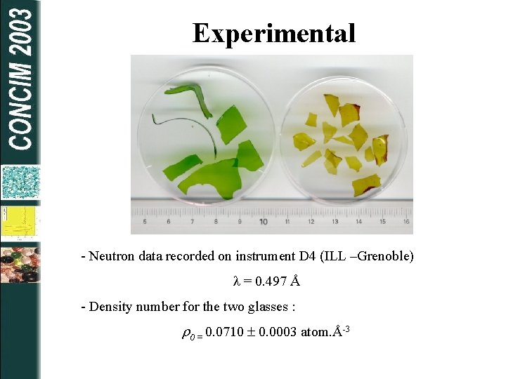 Experimental - Neutron data recorded on instrument D 4 (ILL –Grenoble) = 0. 497