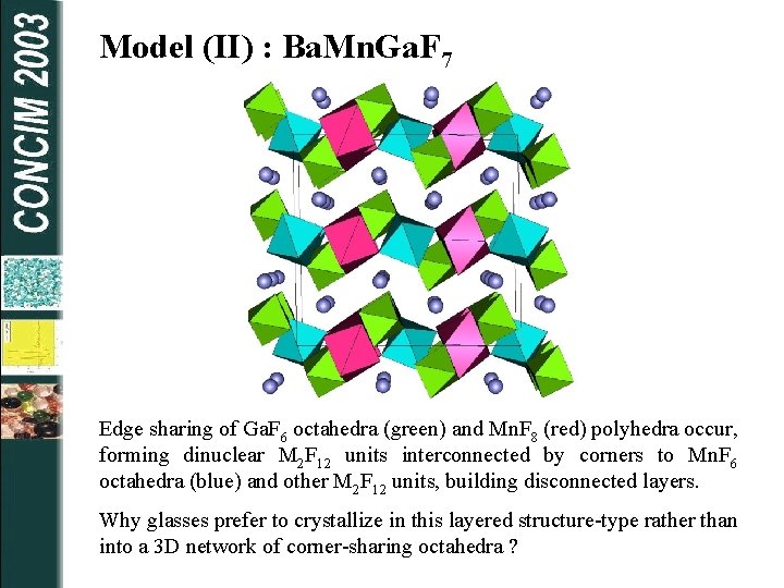 Model (II) : Ba. Mn. Ga. F 7 Edge sharing of Ga. F 6