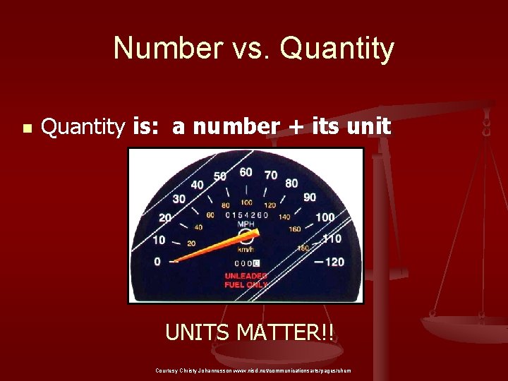 Number vs. Quantity n Quantity is: a number + its unit UNITS MATTER!! Courtesy