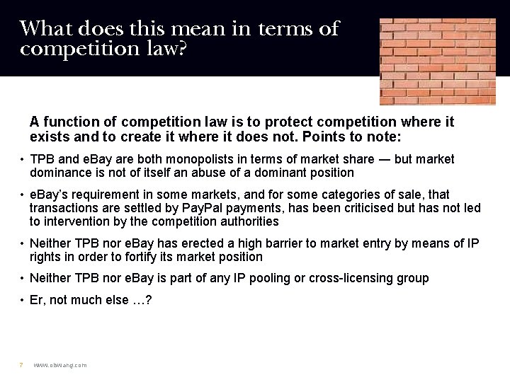 What does this mean in terms of competition law? A function of competition law