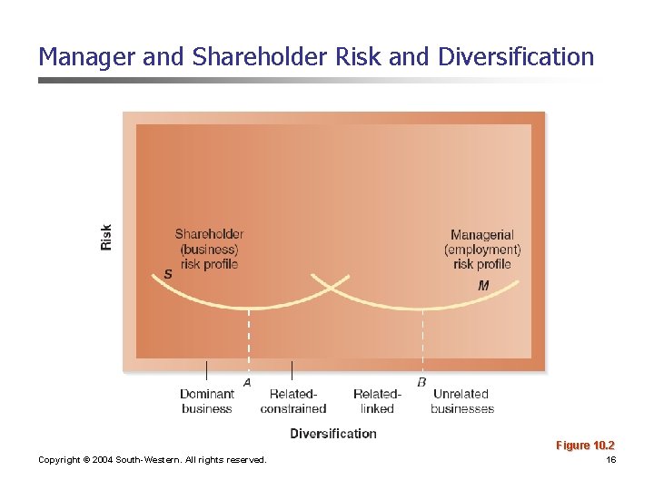 Manager and Shareholder Risk and Diversification Figure 10. 2 Copyright © 2004 South-Western. All