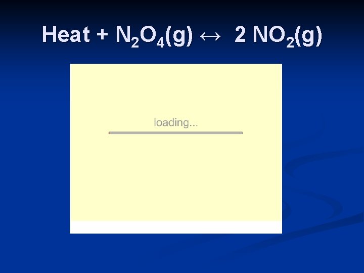 Heat + N 2 O 4(g) ↔ 2 NO 2(g) 