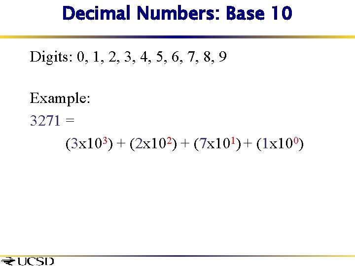Decimal Numbers: Base 10 Digits: 0, 1, 2, 3, 4, 5, 6, 7, 8,