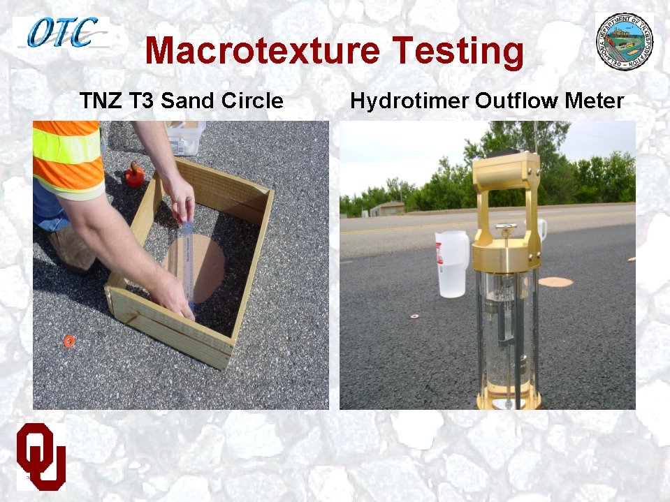 Macrotexture Testing TNZ T 3 Sand Circle Hydrotimer Outflow Meter 