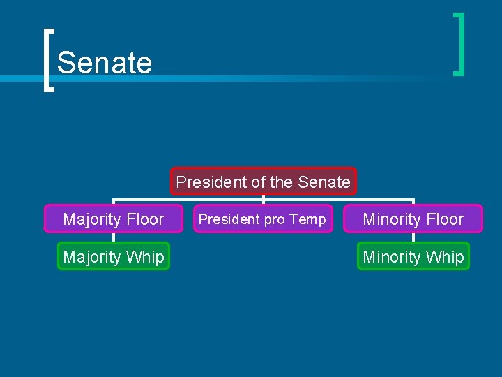 Senate President of the Senate Majority Floor Majority Whip President pro Temp. Minority Floor