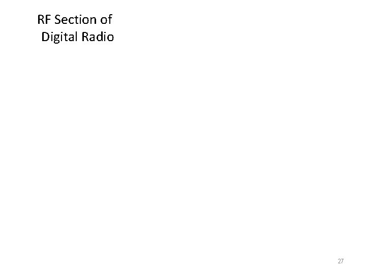 RF Section of Digital Radio 27 