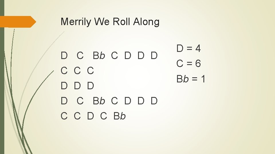 Merrily We Roll Along D C D D C C Bb C D D