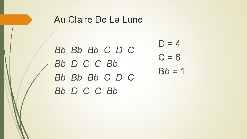 Au Claire De La Lune Bb Bb Bb C D C C Bb D=4