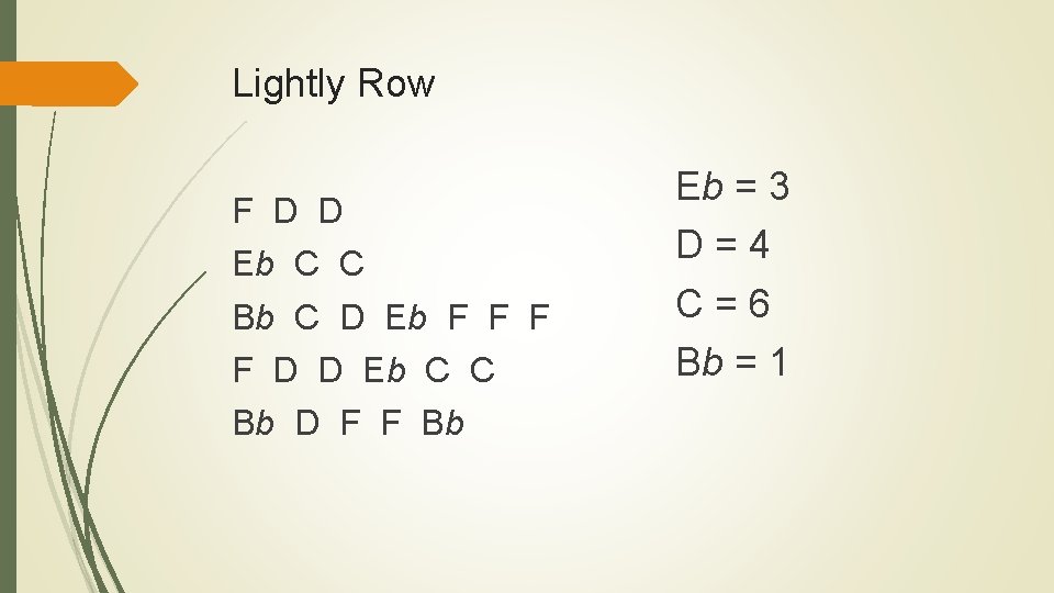 Lightly Row F D D Eb C C Bb C D Eb F F