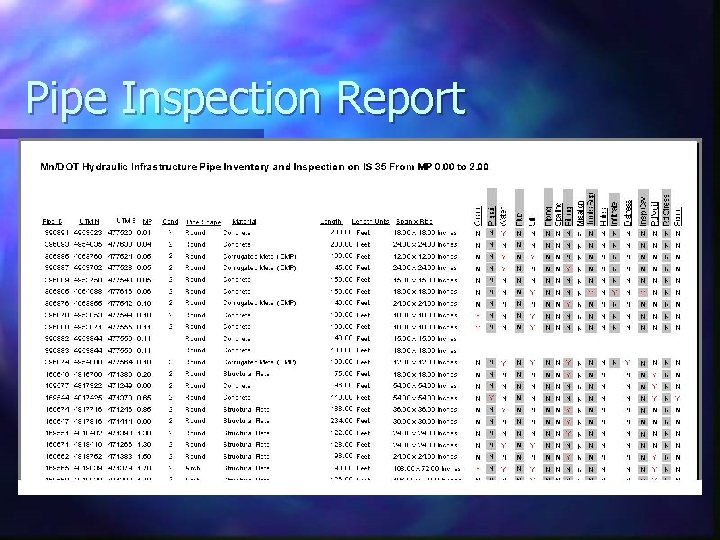 Pipe Inspection Report 