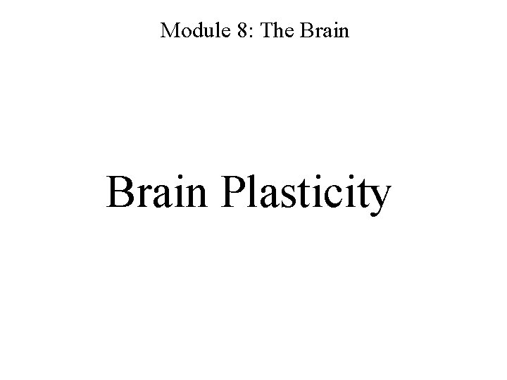 Module 8: The Brain Plasticity 