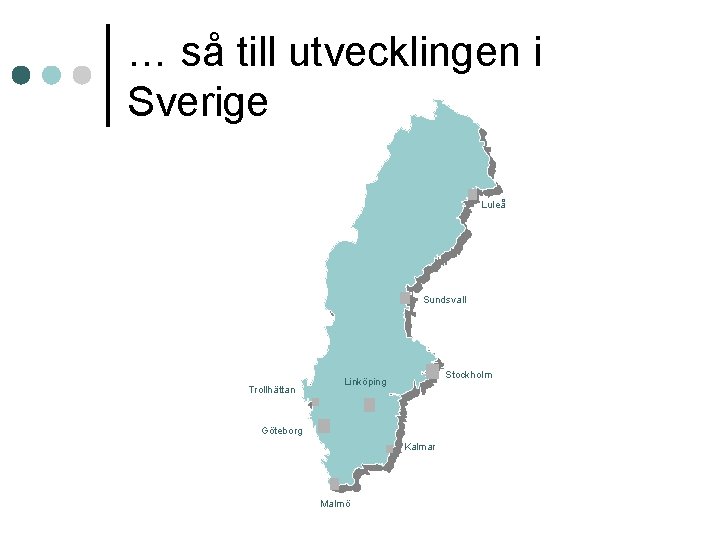 … så till utvecklingen i Sverige Luleå Sundsvall Trollhättan Stockholm Linköping Göteborg Kalmar Malmö