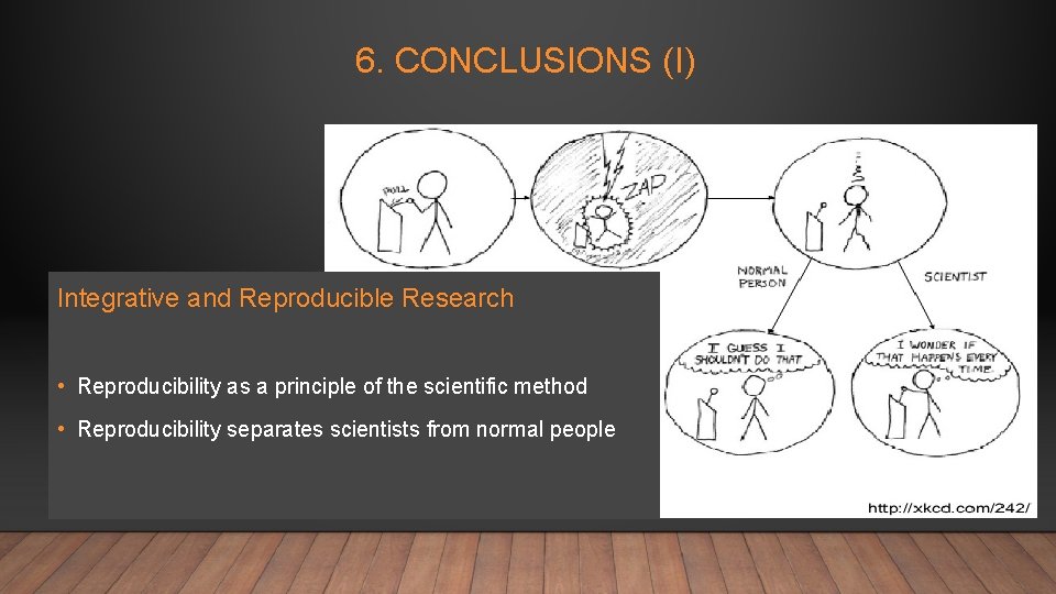 6. CONCLUSIONS (I) Integrative and Reproducible Research • Reproducibility as a principle of the