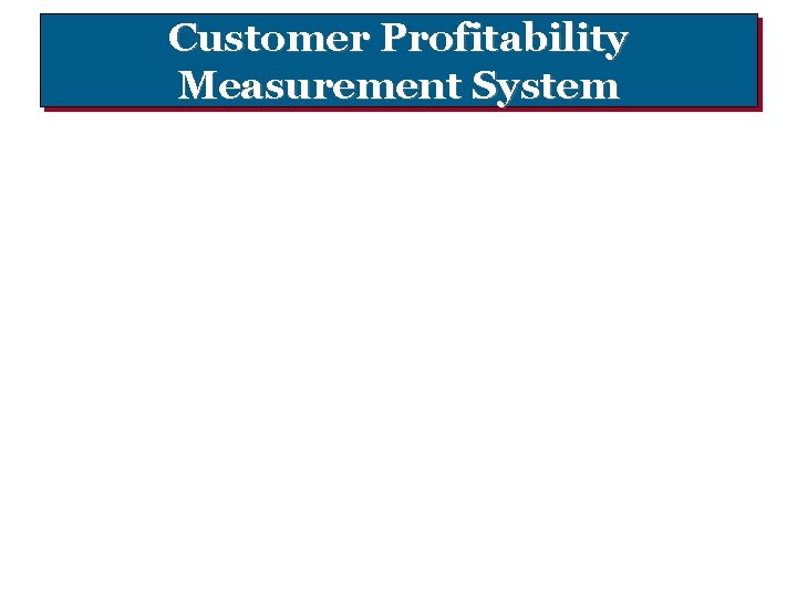 Customer Profitability Measurement System 