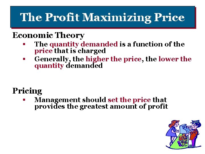 The Profit Maximizing Price Economic Theory § § The quantity demanded is a function