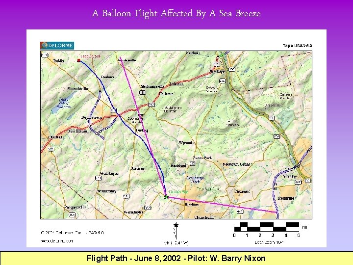 A Balloon Flight Affected By A Sea Breeze Flight Path - June 8, 2002