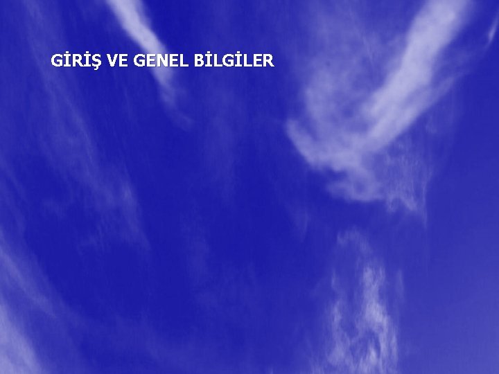 GİRİŞ VE GENEL BİLGİLER 