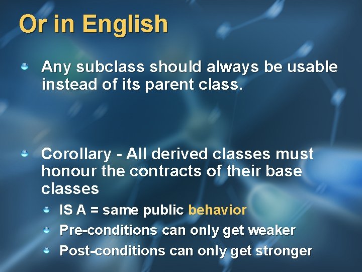 Or in English Any subclass should always be usable instead of its parent class.