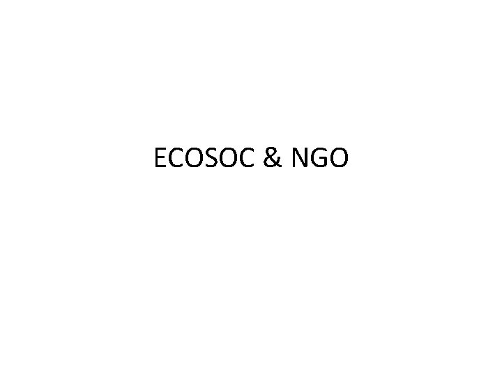 ECOSOC & NGO 