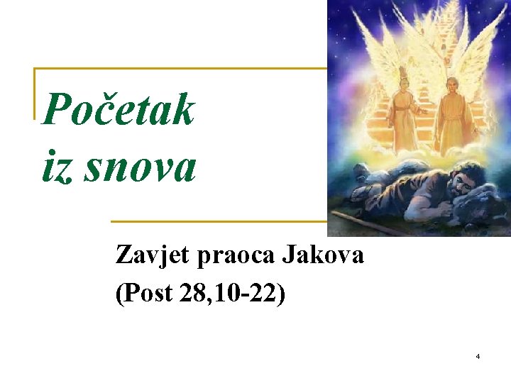 Početak iz snova Zavjet praoca Jakova (Post 28, 10 -22) 4 