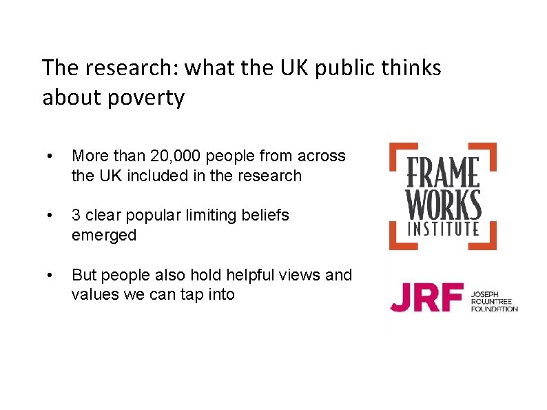 The research: what the UK public thinks about poverty • More than 20, 000