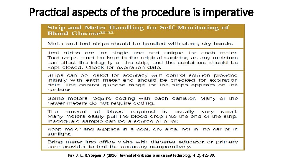 Practical aspects of the procedure is imperative Kirk, J. K. , & Stegner, J.