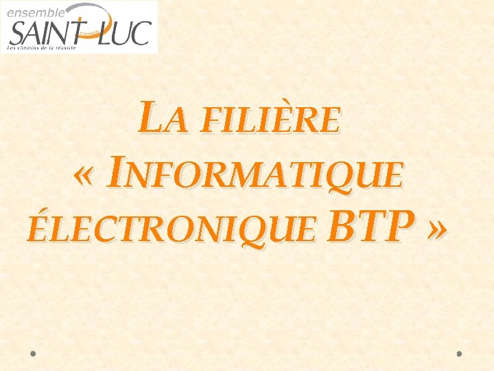 LA FILIÈRE « INFORMATIQUE ÉLECTRONIQUE BTP » 