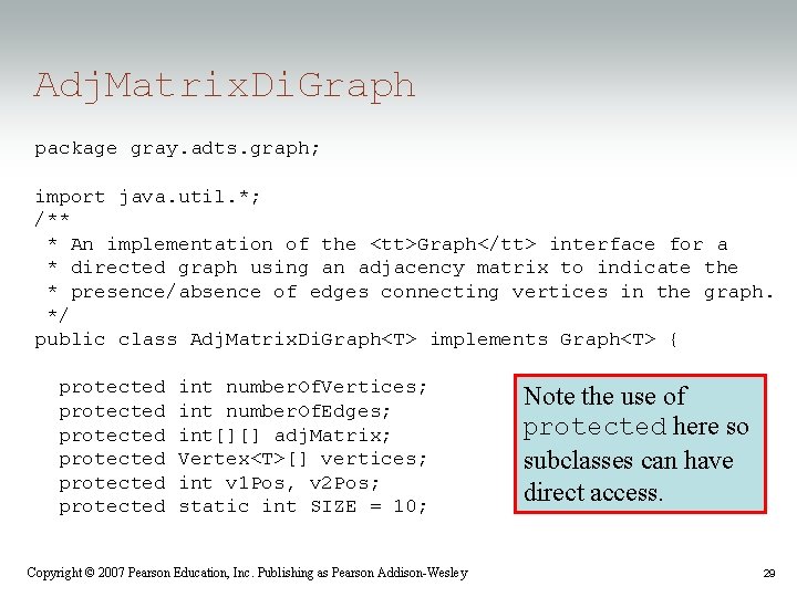 Adj. Matrix. Di. Graph package gray. adts. graph; import java. util. *; /** *
