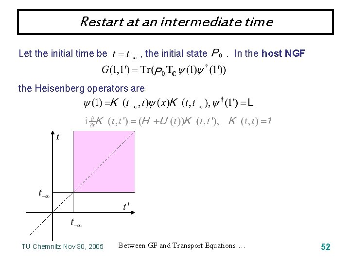 Restart at an intermediate time Let the initial time be , the initial state