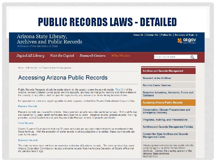 PUBLIC RECORDS LAWS - DETAILED 