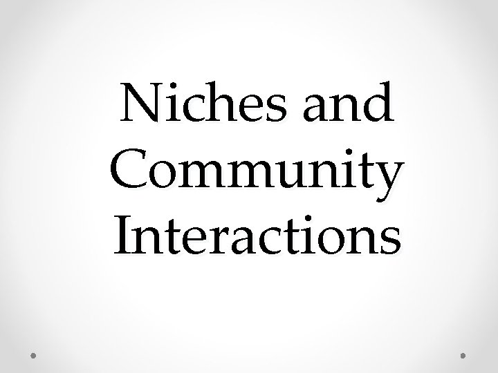 Niches and Community Interactions 