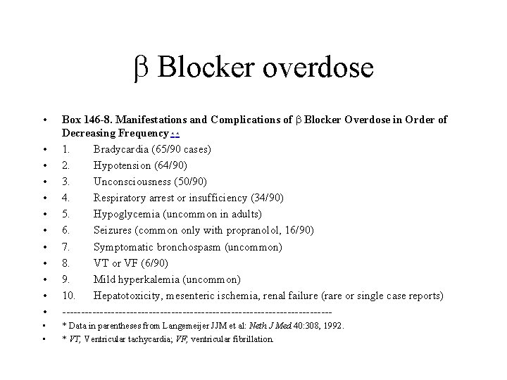  Blocker overdose • • • Box 146 -8. Manifestations and Complications of Blocker