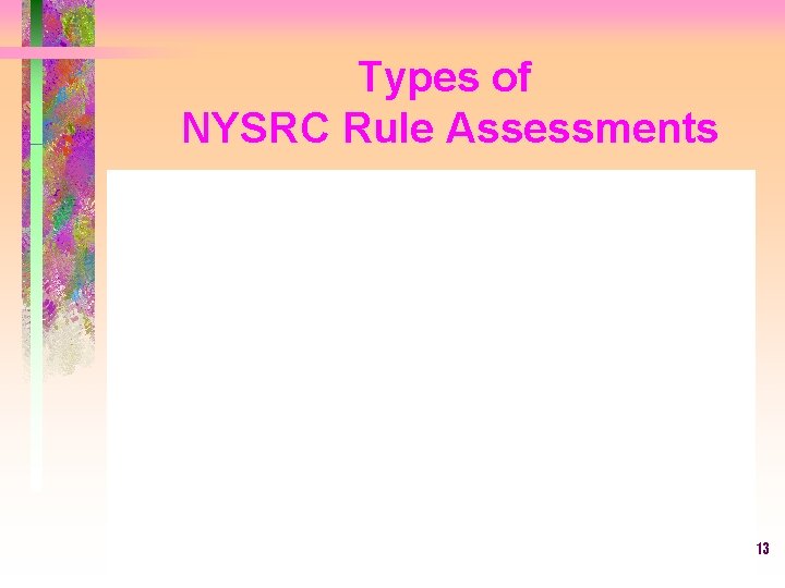 Types of NYSRC Rule Assessments 13 