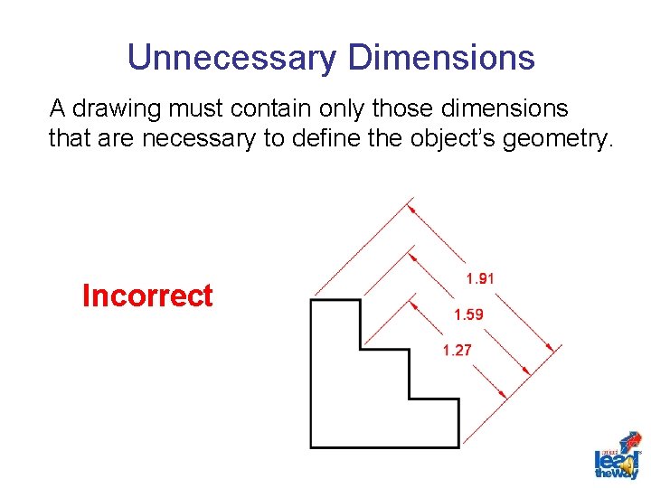 Unnecessary Dimensions A drawing must contain only those dimensions that are necessary to define